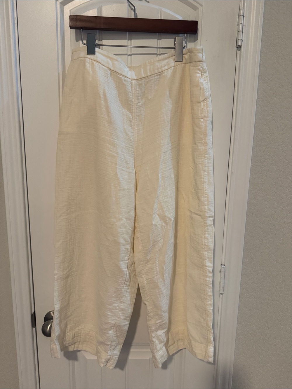 Tommy Hilfiger Cream Wide-Leg Linen Pants
